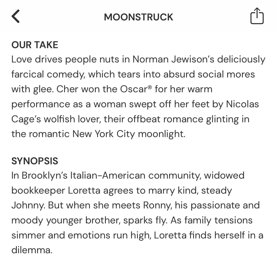 Barb_Drummond's tweet image. Missed this on release. Great #RomCom @Cher @NicholasCage #MustWatch @Mubi ⁦@life_horizontal⁩