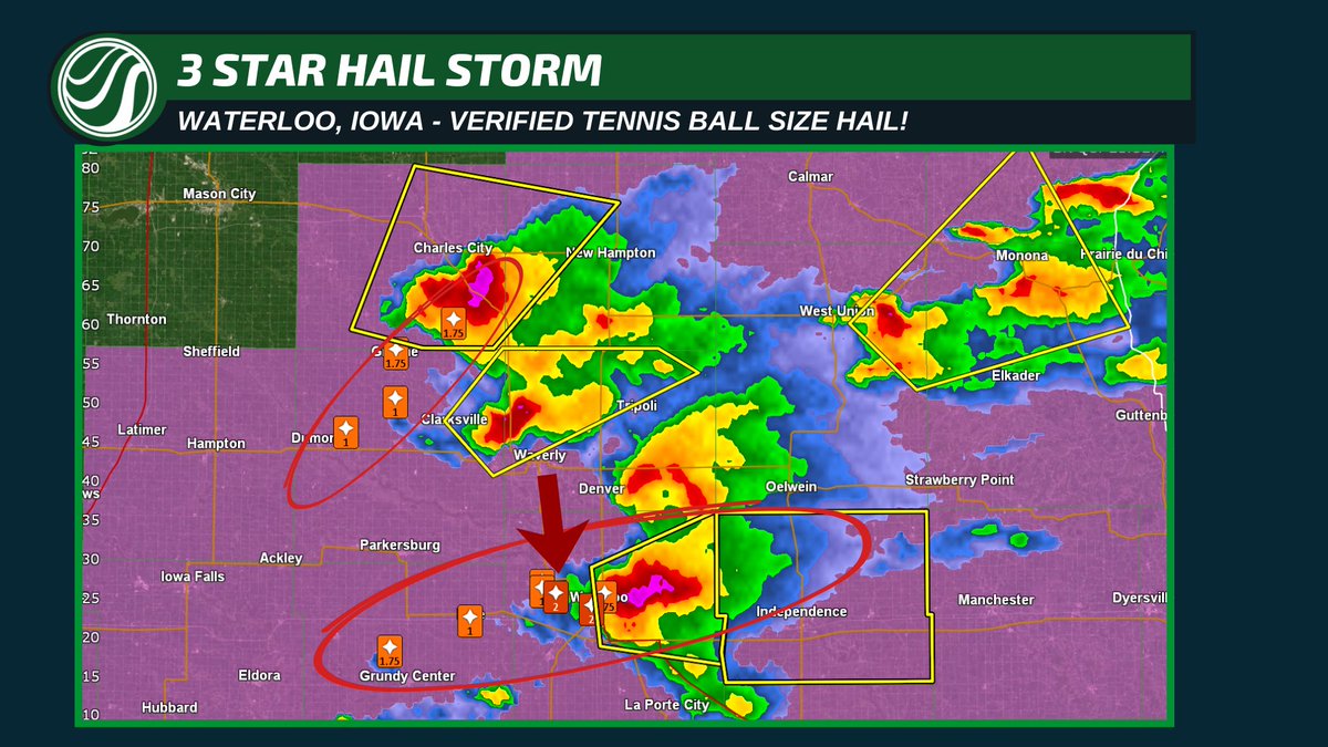 HailTrace's tweet image. ⭐️⭐️⭐️WATERLOO, IOWA⭐️⭐️⭐️

Preliminary Hail Map rating - 3-STAR! More details coming soon! 

Full map at hailtrace.com/hail-maps or give us a call to get set up with a map in your area 1 (855)334-HAIL.

#iowa #waterloo #hail #hailtrace