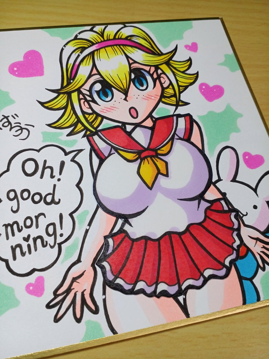 oekaki55baraka's tweet image. ミニ色紙に金髪の女子高生さんを描きました(^o^)

キャストオフ！

#イラスト
#Illustrator