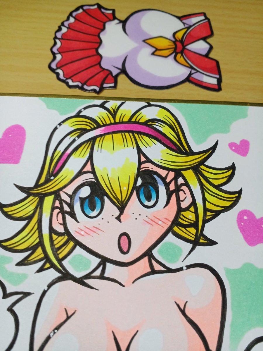 oekaki55baraka's tweet image. ミニ色紙に金髪の女子高生さんを描きました(^o^)

キャストオフ！

#イラスト
#Illustrator