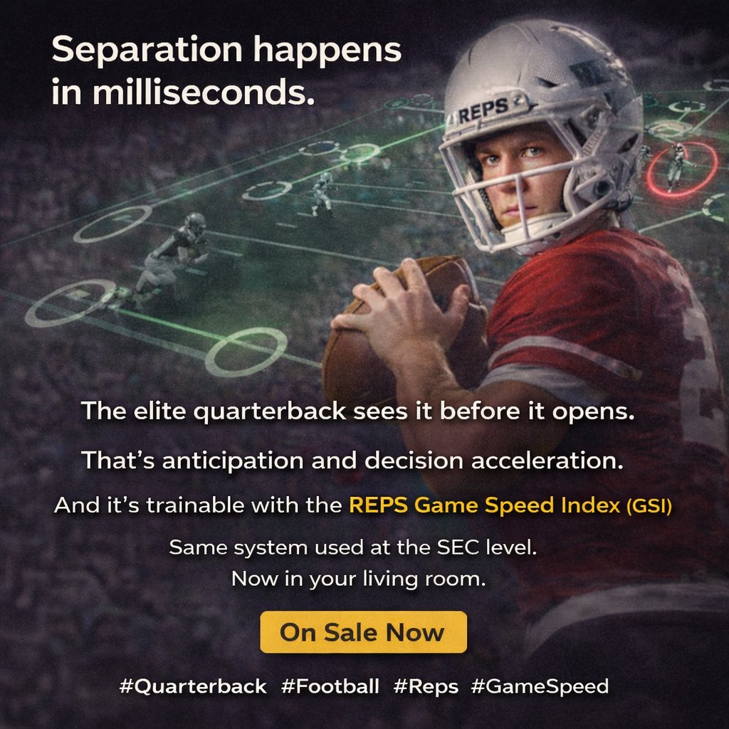 REPSVR's tweet image. #REPS is the only platform that trains and measures EXACTLY what #quarterback recruiters and scouts evaluate.  Get @repsvr or get left behind.

On sale for another week with promo code: vip20
@repsvr.com  #GameSpeed #WarriorUp