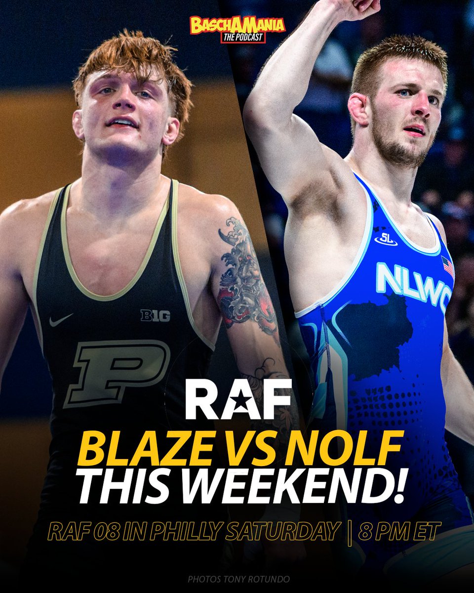JustinJBasch's tweet photo. Looking forward to Blaze vs Nolf this weekend!

Joey Blaze was impressive last year on the freestyle scene.  He made his debut at the World Team Trials and lost a close 3-1 match to #2 Quincy Monday. He then won 3 straight to get to the third-place match, where he avenged the Monday loss, winning 7-2.

Nolf was in the Finals of 3 straight World/Olympic Team Trials from 2022 to 2024, where he lost close matches to NLWC teammate and World Champ, Kyle Dake.

RAF 08 goes down Saturday night at 8 pm ET!