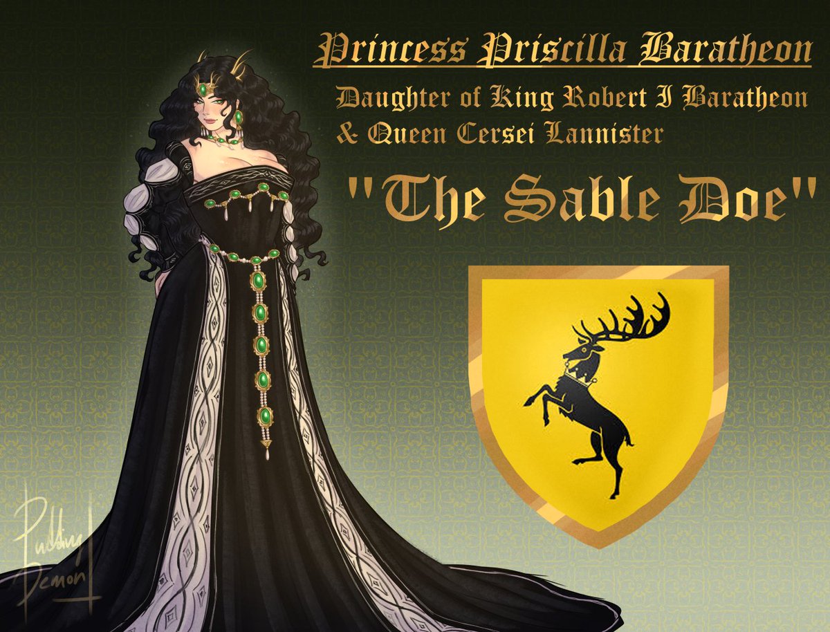 _Puddingdemon_'s tweet image. ~Princess Priscilla Baratheon (OC); "The Sable Doe"~
#asoiaf #asoiafoc #ocart #housebaratheon