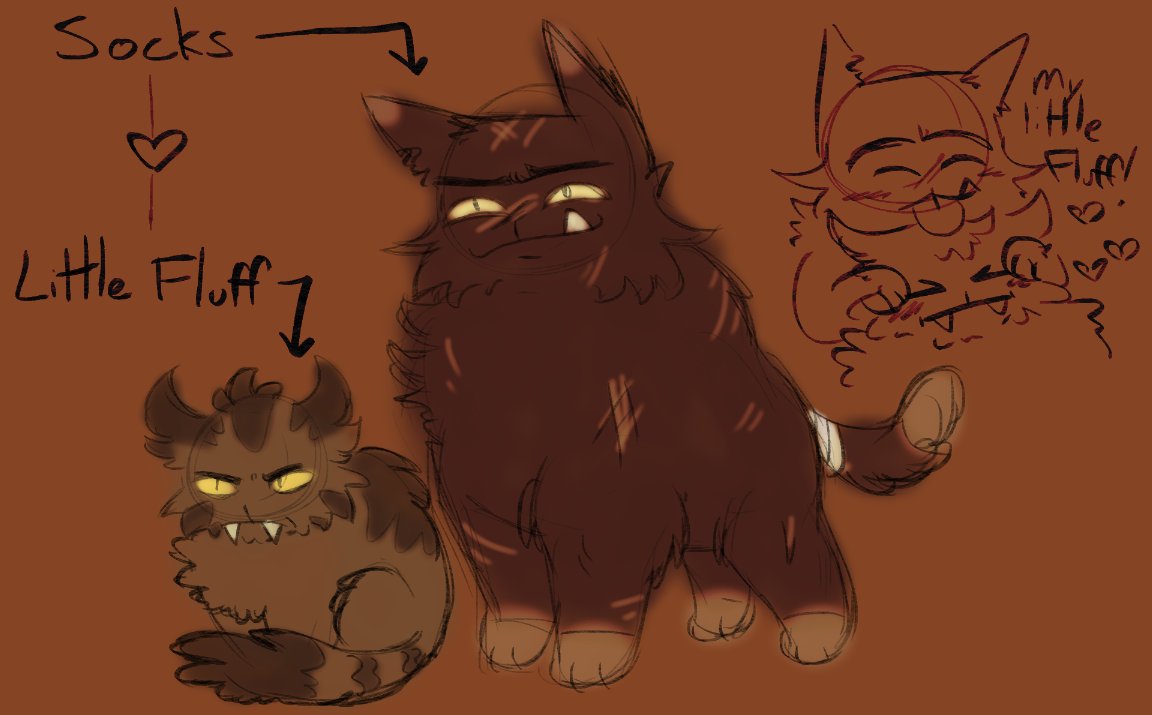 werepigism's tweet image. art post #mewgenics
I GOT TO BE TOUGH, THIS WORLD IS SO ROUGH....

socks and his little fluff. little fluff has dwarfism, hence the 'little.' he is socks's spotter when it comes to hunting. they are HOMOSEXUAL.