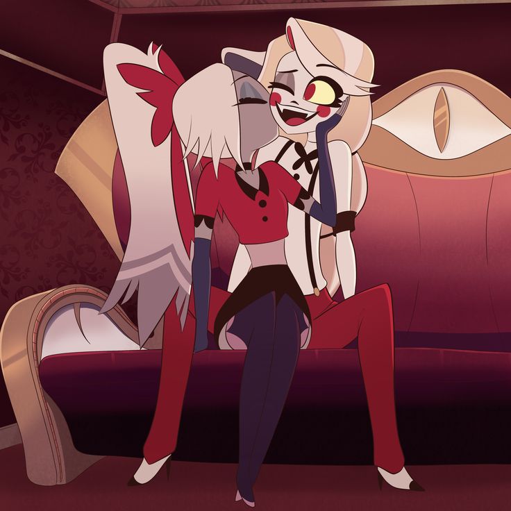 jennyrobb90's tweet image. Caught in a moment that feels a little too perfect ❤️
.
#Hazbinhotel #Charliemorningstar #Vaggie #Chaggie