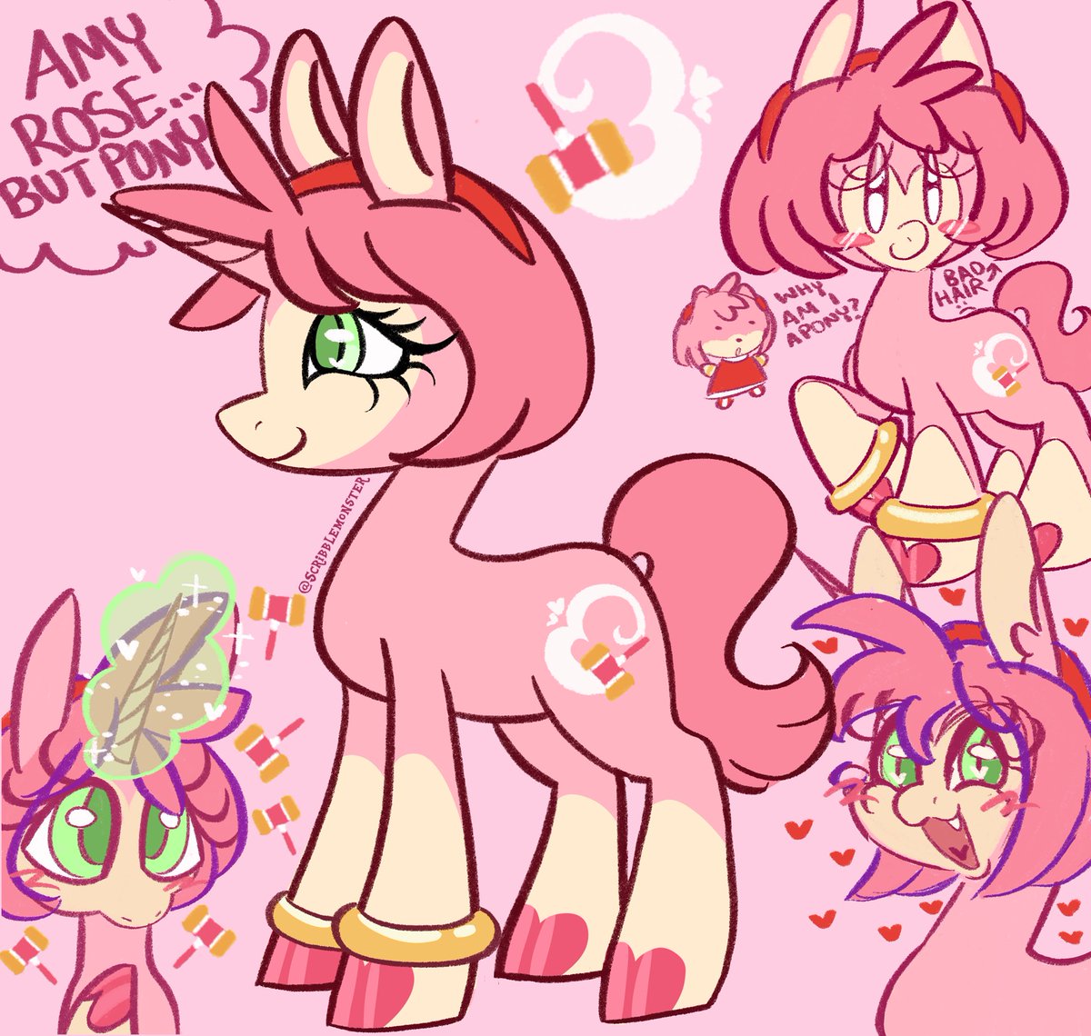 Scribble356's tweet photo. My Amy rose pony design I like the heart face marking :) #amyrose #mlp #sonicthehedgehogfanart #mlpart https://t.co/6m0ZqTiUZw