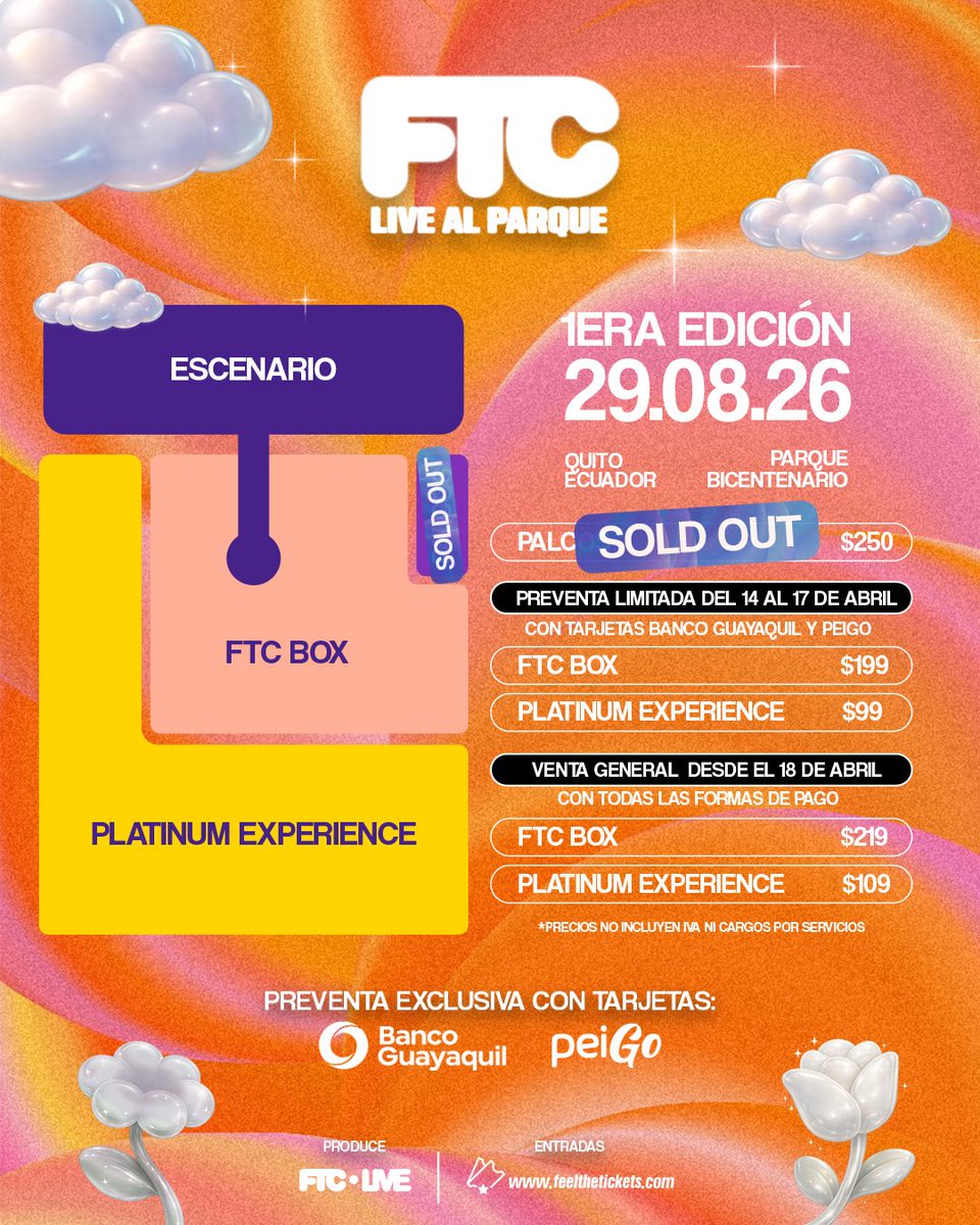 feelthetickets's tweet photo. 🔥 ¡PALCOS PREVENTA SOLD OUT! 🔥

La preventa voló… gracias por ser parte de este increíble arranque 🙌
Los palcos en preventa ya están completamente agotados, confirmando que FTC LIVE AL PARQUE será un evento inolvidable ⚡️

Asegura tu lugar en FTC BOX y PLATINUM EXPERIENCE https://t.co/Z2EPTE7PEI