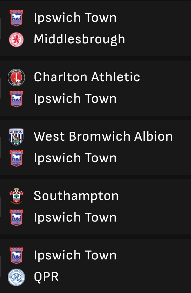 MIL0SEVIC's tweet image. The last 4-5 games of all four contenders for second position in the Championship and direct promotion to the Premier League:

#Millwall
#Southampton
#IpswichTown
#Middlesbrough