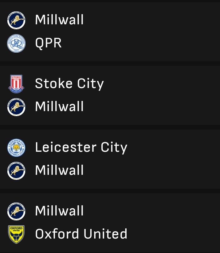 MIL0SEVIC's tweet image. The last 4-5 games of all four contenders for second position in the Championship and direct promotion to the Premier League:

#Millwall
#Southampton
#IpswichTown
#Middlesbrough
