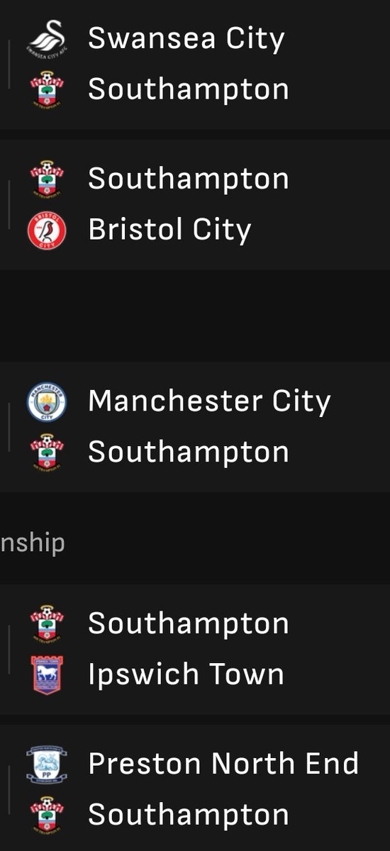 MIL0SEVIC's tweet image. The last 4-5 games of all four contenders for second position in the Championship and direct promotion to the Premier League:

#Millwall
#Southampton
#IpswichTown
#Middlesbrough