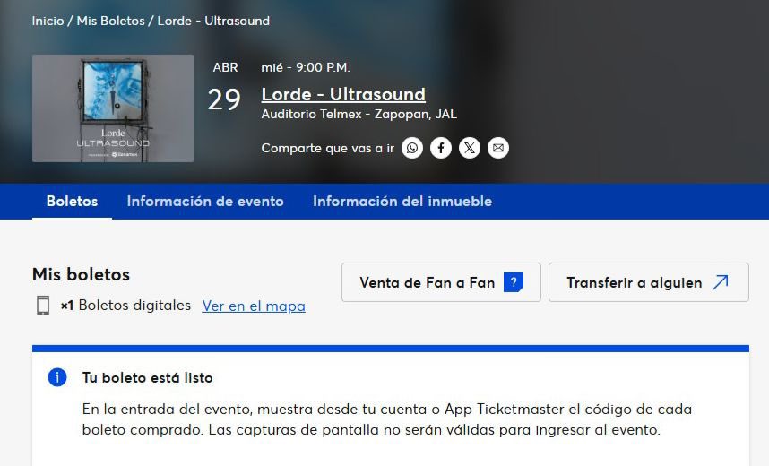 MtzHanaa's tweet photo. Estoy vendiendo un boleto para Lorde este 29 de abril en GDL, más barato de lo que costó!! https://t.co/m3rZM7eq0e