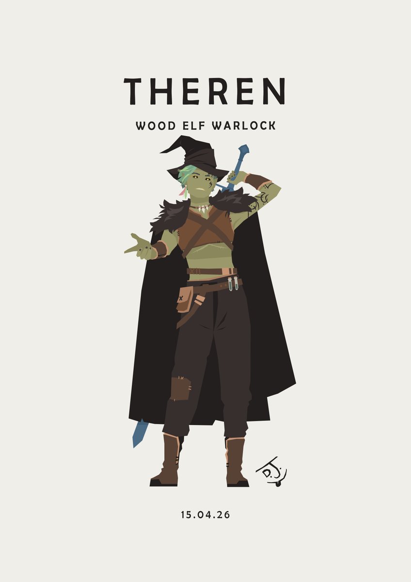Sketchgoblin's tweet image. Theren was raised by three arch-hag sisters who intended to shape him into one of their own - but their expectations never fit, and over time it became clear he would not become what they had planned. Rather than stay and be forced into a role that wasn’t his, he left.
#Witch