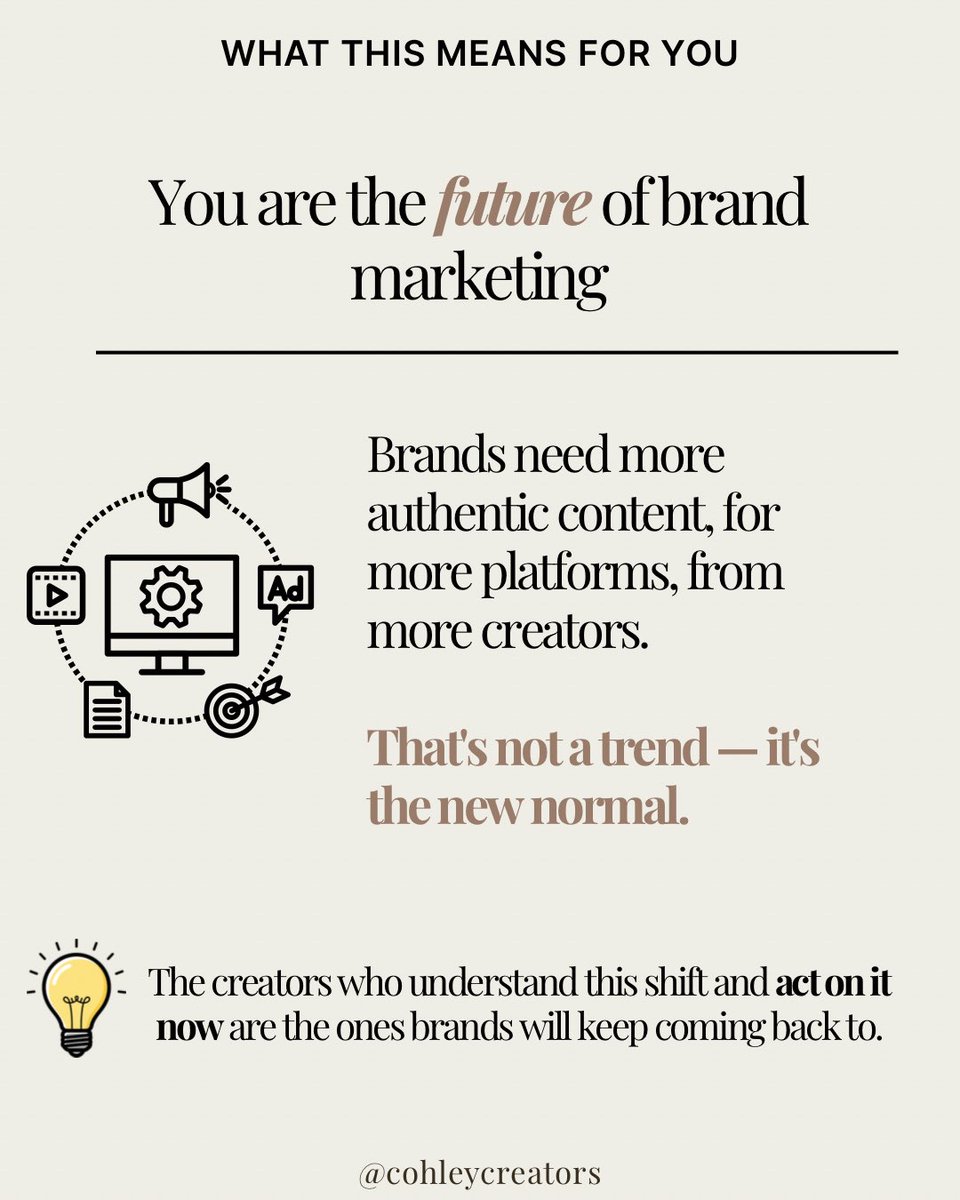 Cohley_'s tweet image. 2/2 1/2 If you’ve noticed brands are approaching content differently in 2026, you’re right. ✅

🫵🏼What this means for you: You are the future of brand marketing. 

Save and share with creators🔖

#MarketingTrends2026 #UGCCreator #CreatorEconomy #CohleyCreators #BrandMarketing