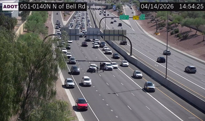SR 51 northbound near Bell Rd: A crash is blocking multiple lanes