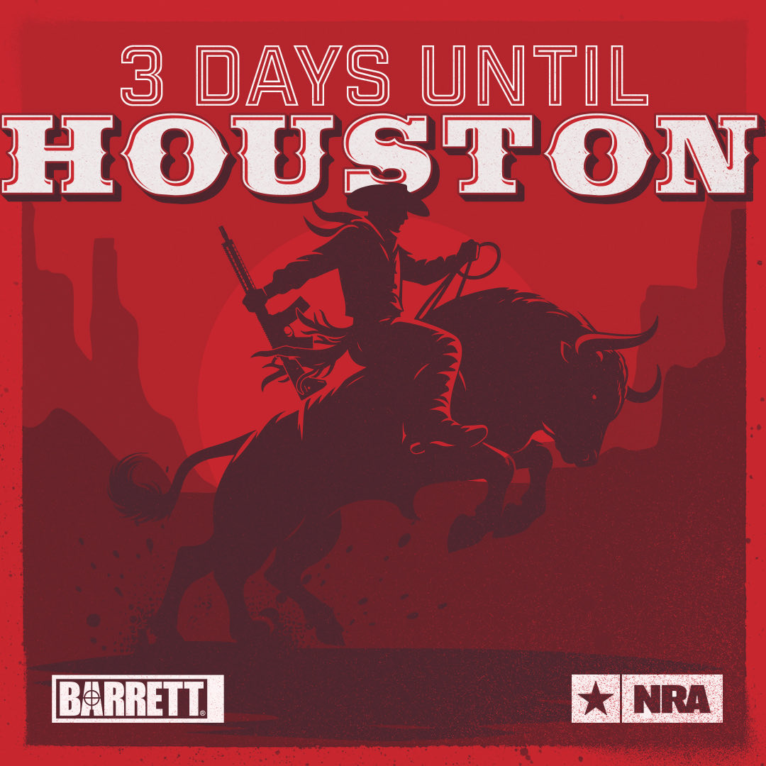 BarrettRifles's tweet photo. The countdown to the @NRA in Houston, TX has begun!
#barrettfirearms #TheLeaderInLongRange #booth4523 #tradeshows #2A https://t.co/lrN97QaoSN