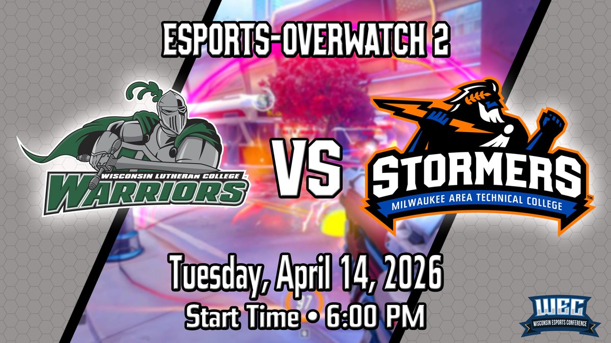 MATC_Athletics's tweet photo. MATC Esports Overwatch 2 vs Wisconsin Lutheran College
Today the MATC Esports Overwatch 2 Team (WEC) will be online to face the Wisconsin Lutheran College Warriors (Game Starts at 6:00 PM).
#ProudToBeMATC #StormersSTRONG #WeAreTheStorm #wisconsinesports https://t.co/ERcGwwHBD8