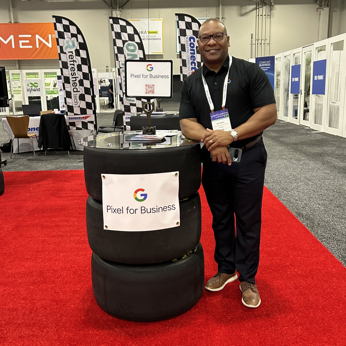 MyConectUS's tweet photo. Kirk Nobles with Google Pixel is joining us at the NASCAR Experience with a Tire Pod here at Booth 101.

Come talk with Kirk to discover the latest Google Pixel innovations and how they’re shaping the future of mobile technology.

#CPExpo #ChannelPartnersExpo #CPExpo26 https://t.co/ju00wkJG1P