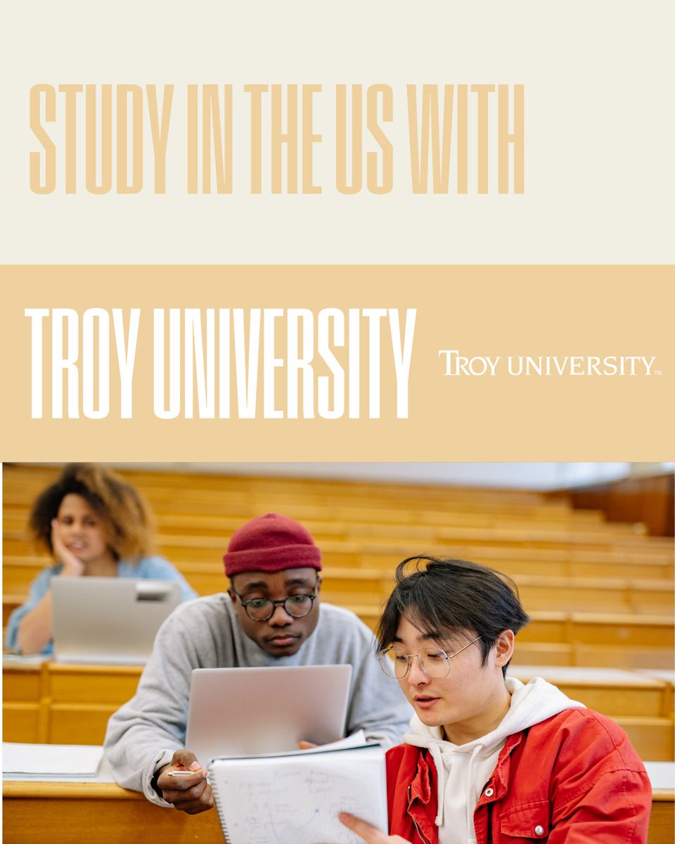 go2troyuni's tweet photo. 🇺🇸 Study in the U.S. with Troy University

Dreaming of studying abroad? Troy makes it easy to get started. Guidance every step of the way, from application to arrival
Scholarships available for international students
A welcoming, diverse campus community. 
https://t.co/B0FThYEQ3X https://t.co/iybrSf7Uhm