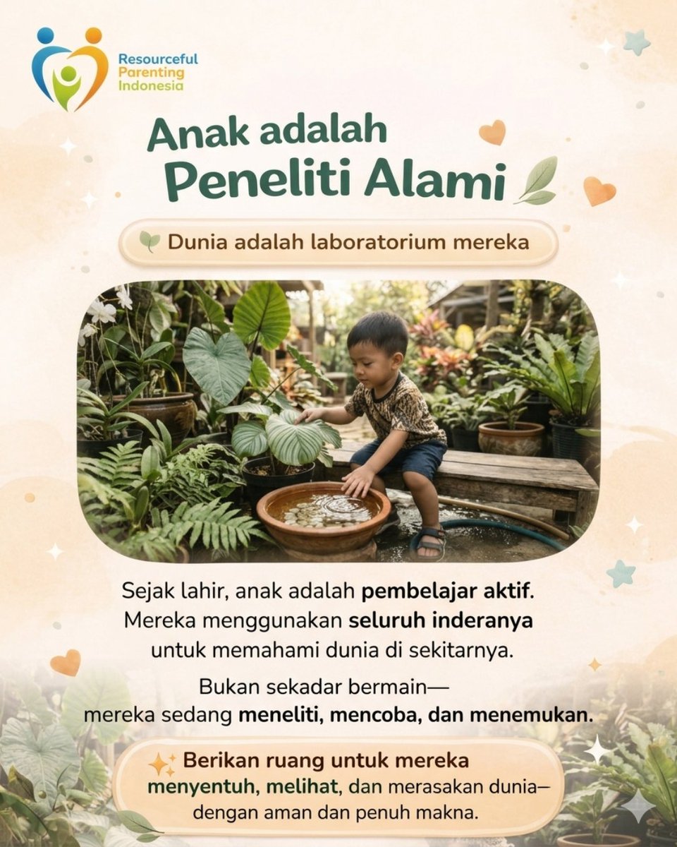 parenting_rpi's tweet image. Peran kita bukan "mengisi" kepala anak, tapi "mendampingi" proses mereka tumbuh. 🌱
Dari scaffolding hingga metakognisi, dukungan kita adalah pijakan terbaik bagi fondasi berpikir mereka. Mari berikan ruang aman untuk mereka bereksplorasi setiap hari. #ParentingTips #EdukasiAnak