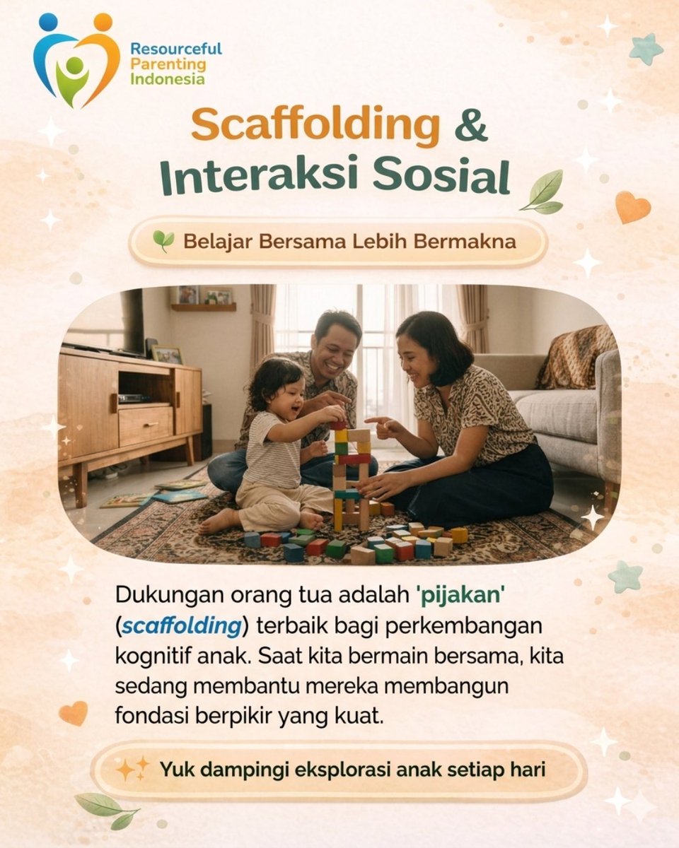 parenting_rpi's tweet image. Peran kita bukan "mengisi" kepala anak, tapi "mendampingi" proses mereka tumbuh. 🌱
Dari scaffolding hingga metakognisi, dukungan kita adalah pijakan terbaik bagi fondasi berpikir mereka. Mari berikan ruang aman untuk mereka bereksplorasi setiap hari. #ParentingTips #EdukasiAnak