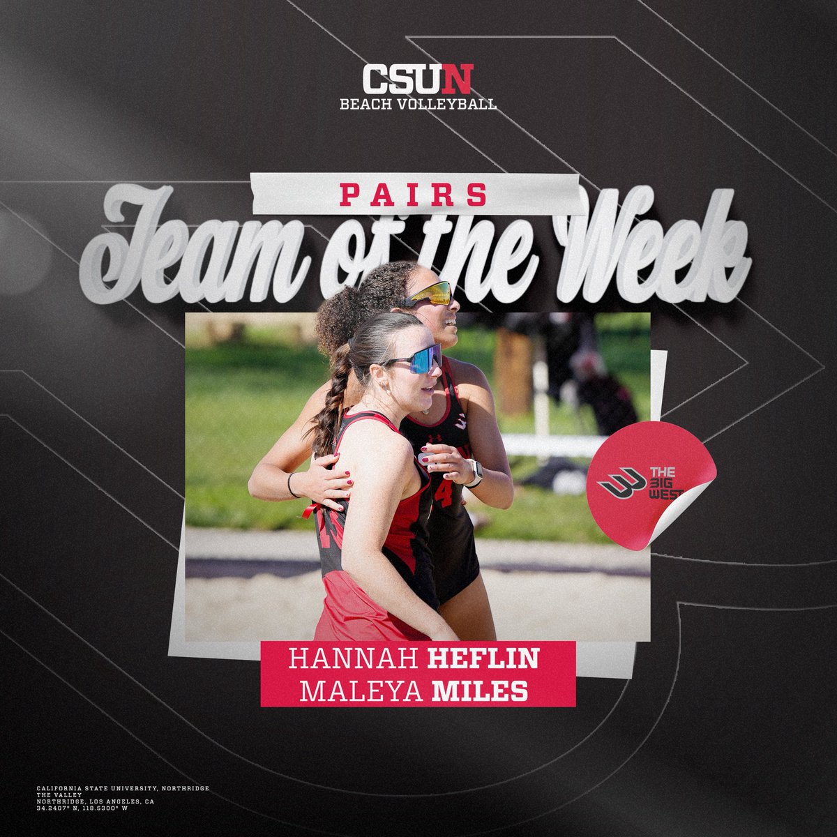 First <a href="/BigWestSports/">The Big West</a> weekly honor for CSUN since 2018! 🔥

Hannah and Maleya have been named Team of the Week. 

#GoMatadors