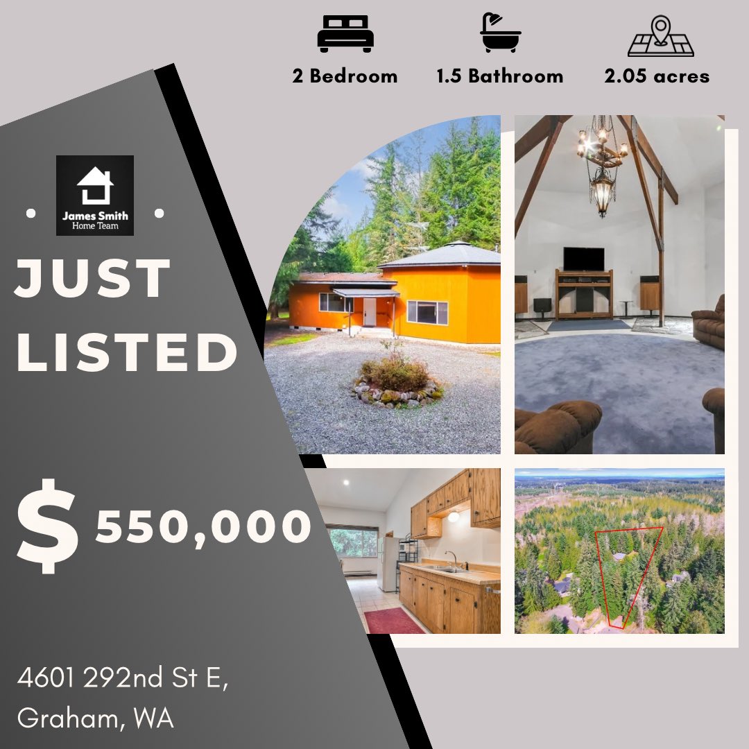 JSHTRealEstate's tweet image. ✨Just Listed Graham WA✨

📍4601 292nd Street E Graham WA 
#️⃣MLS 2502360
💰$550,000
🛏️ 2 bedrooms 
🚽 1.5 baths
👣 2,352 sq ft
🥳1997 YBT 
🌳 2.05 Acres   
 ✴️ NO HOD’s 

#JamesSmithHomeTeam #justlisted #GrahamWA #homeselling #HouseHunting