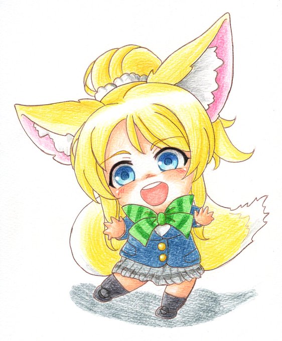 #スクフェスの日 
#過去絵 
今日はスクフェスの日ということでね、絵里ち と のんたん をね ←うん、キツネーチカと のんたぬ だな 