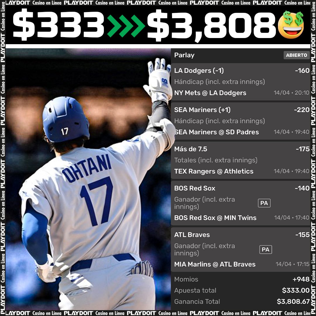 playdoitmexico's tweet image. Nada como un Parlay de MLB entre semana. 😎

¿Se pega el de este sobrino?
