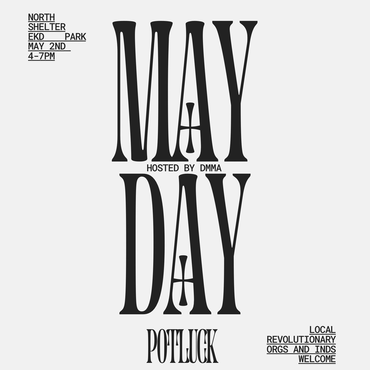 Join the local radical community for our 4th Annual May Day Potluck!
It will once again be at Evelyn Davis Park, this time from 4-7 pm on Saturday May 2nd. 
Bring a dish to share and check out tables and talk with iowa radical organizations.