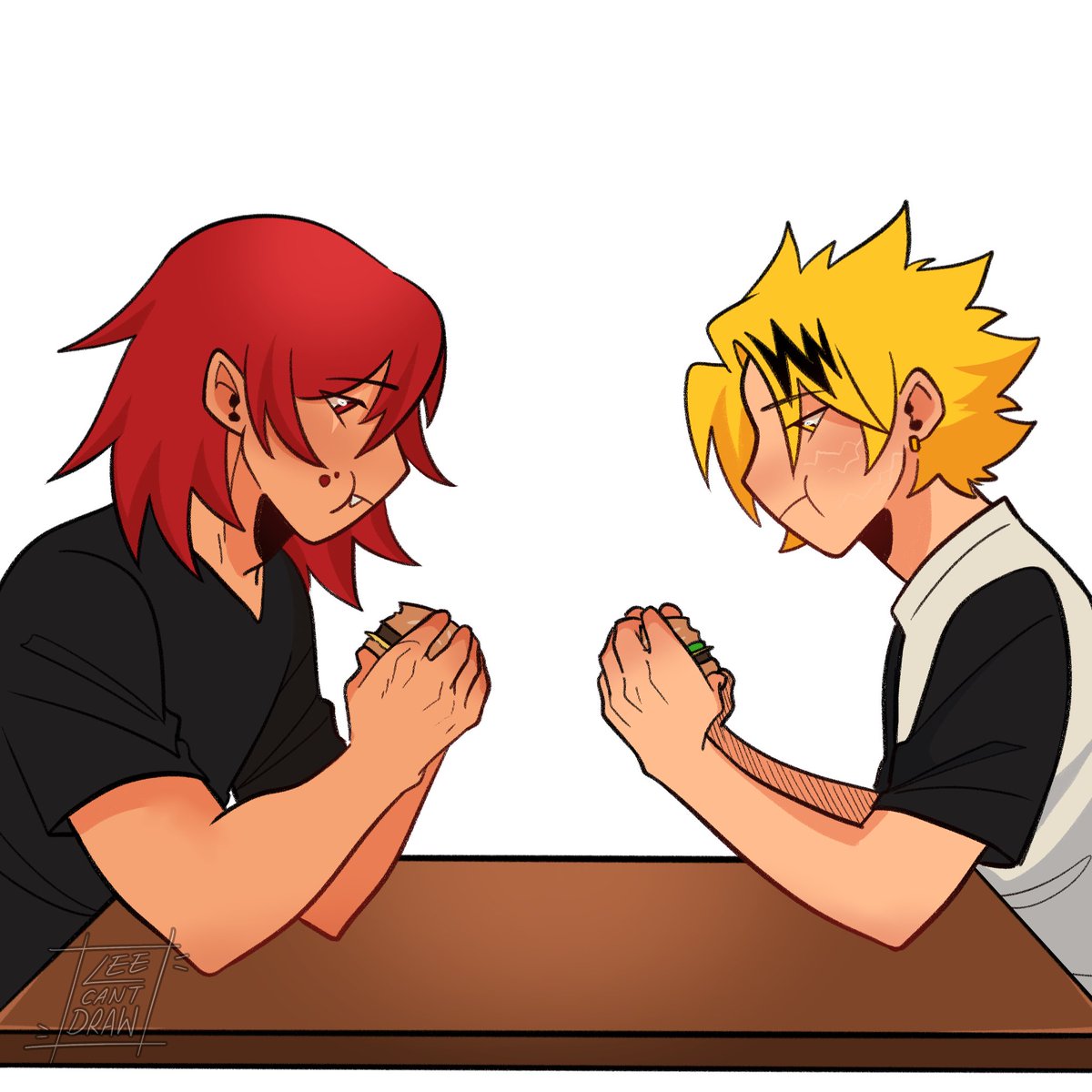 leecantdraw's tweet image. This idea was so stupid but I can’t stop giggling at them I’m sorry 

(1/2)

#eijirokirishima #denkikaminari #kirikami