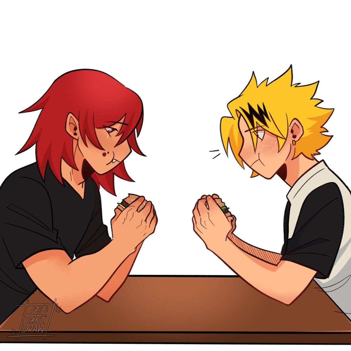 leecantdraw's tweet image. This idea was so stupid but I can’t stop giggling at them I’m sorry 

(1/2)

#eijirokirishima #denkikaminari #kirikami
