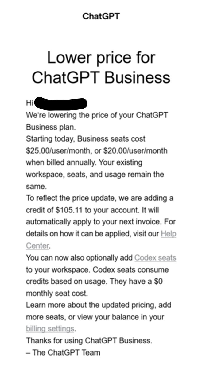 Demand for AI is insatiable, right? Well, has anyone else received one of these price-reduction notices from ChatGPT recently? 

It's usually not a good sign when a company gives you an unasked-for 20% discount and a credit to boot. 

We've written and spoken a lot about how the