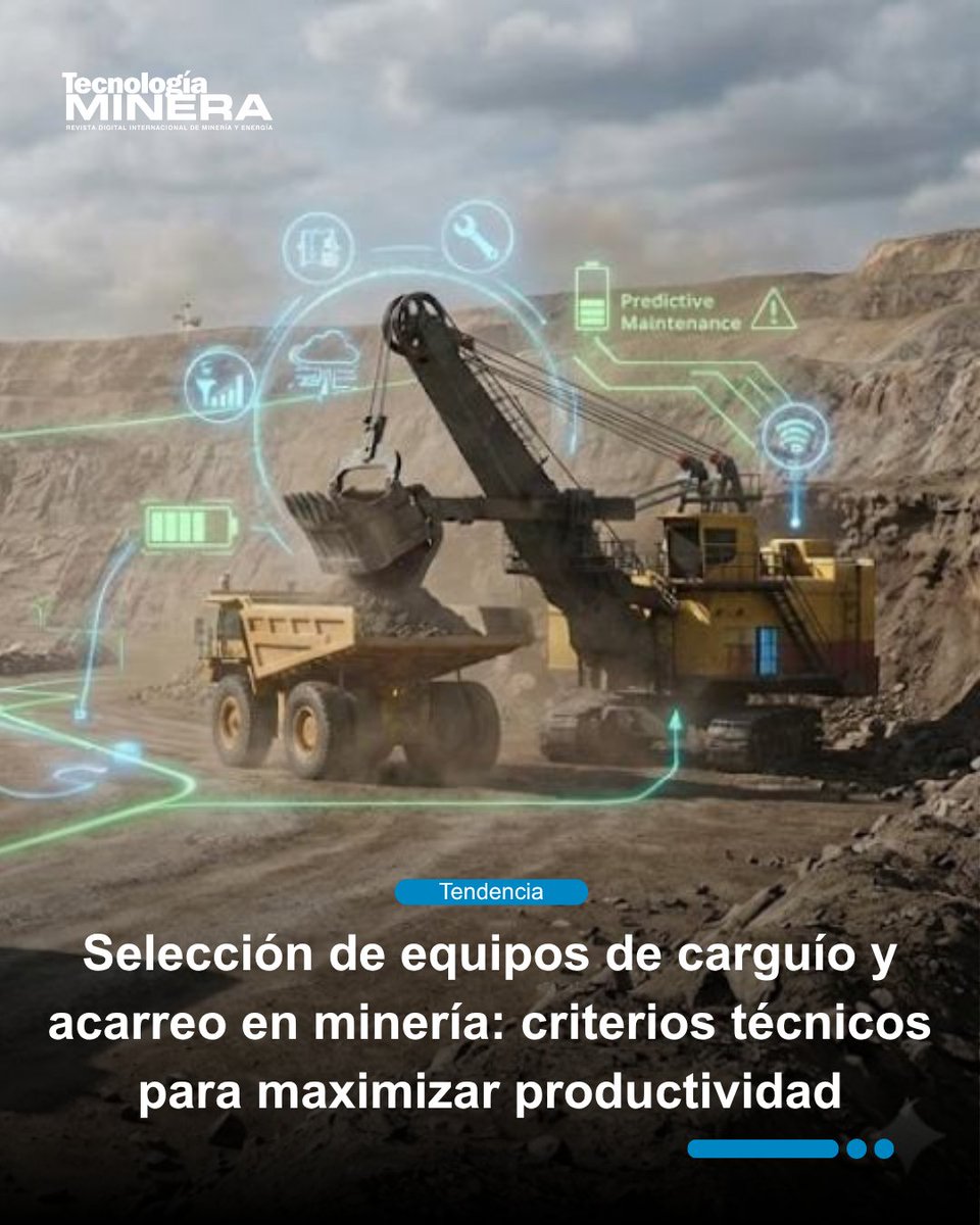📌 Conoce los criterios técnicos para la selección de equipos de carguío y acarreo en minería, considerando condiciones operativas, capacidad de producción y eficiencia del ciclo mina.

👉 Conoce más aquí: acortar.link/DgUrTc