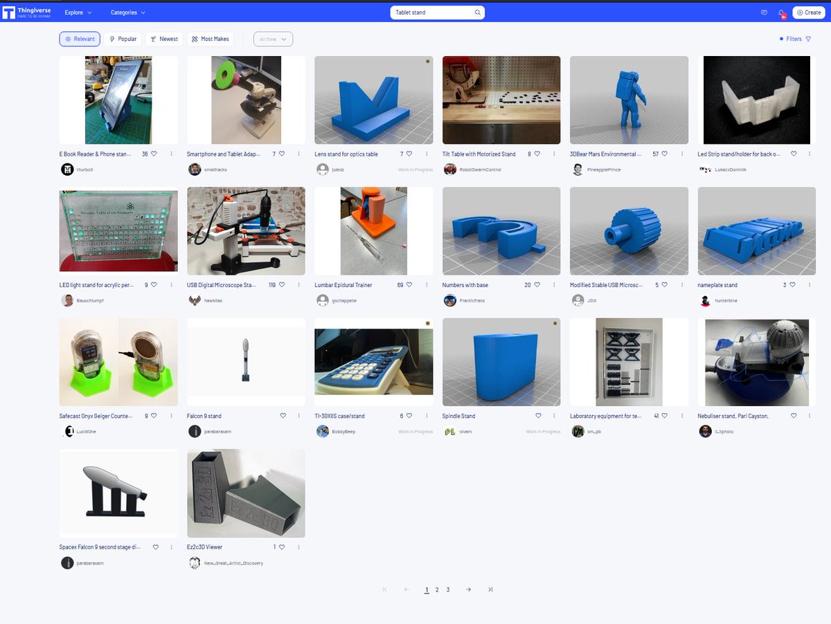 VanFreud's tweet image. @MyMiniFactory is slowly killing @thingiverse ‼️

Bought it to eliminate the "free" competition

Here is search now: "Tablet Stand"
Printables.com vs Thingiverse.com

#3dprinting #prusia #3DModels #3DDesign