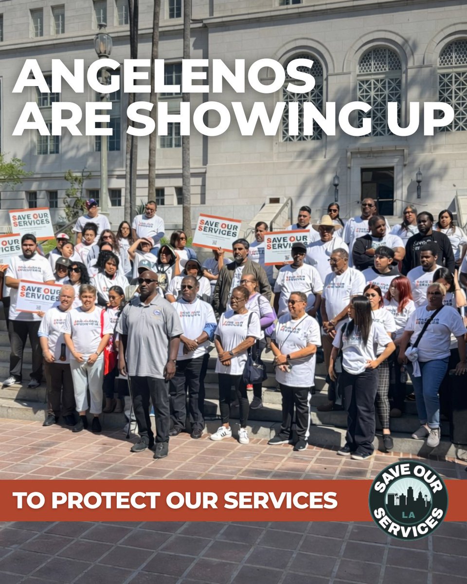 saveservicesla's tweet photo. Angelenos are showing up.

Labor, community leaders, and advocates united to protect the services our city depends on. We need real solutions to protect the services LA depends on.

#SaveOurServicesLA https://t.co/LLUb3hvv7D