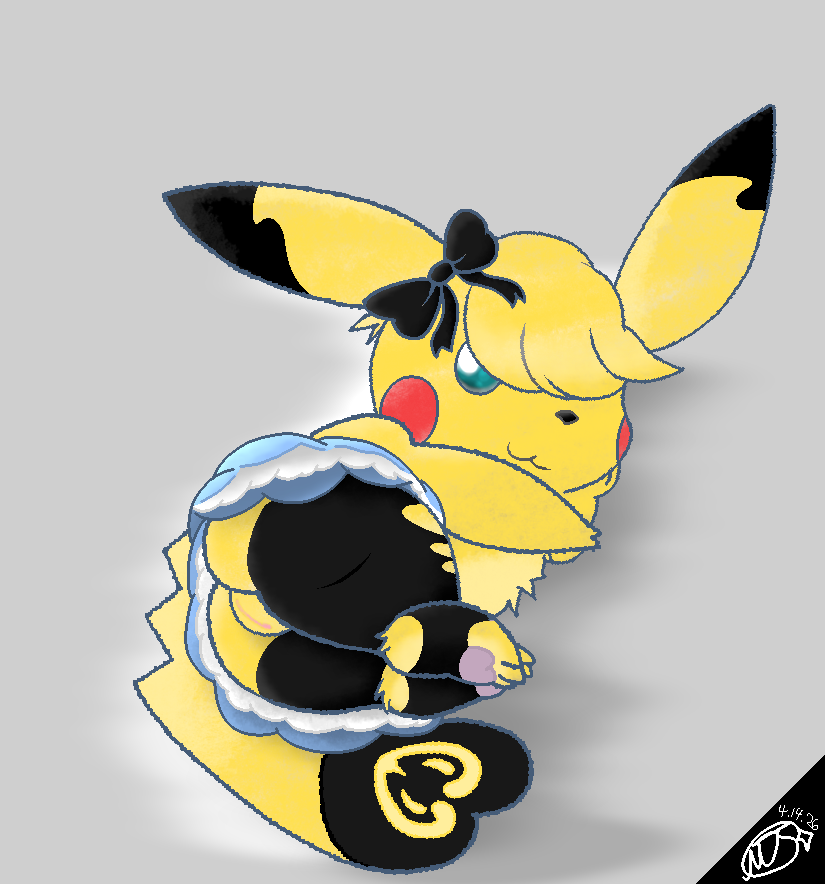 Positempo's tweet photo. @prof_pikachu Has a mom, and her name is Mary Ampari~ (Last name might change.)

She's pretty good at being a teaser, but she may need some pointers in the bed... Would you help her?~

#Pokemon #Pikachu #ocart #fanart #digitalart https://t.co/2yznObqY4b