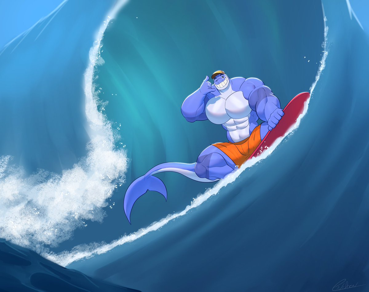 Had <a href="/ThesharkSame/">Brumy~🌸 (COMMS CLOSED) 6/6 FULL !!</a> do a remastered cømm piece he did for me a couple years back! Looks amazing! Both versions are still so peak! 🐋💙
(Left is new, right is old)
