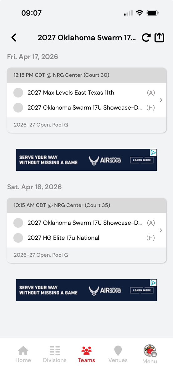 AddisonPehrson's tweet photo. Here is my schedule for Houston this weekend, bracket play will start Saturday and Sunday TBD!! Can’t wait to get back to work for this summer!
@NReed121 @OklahomaSwarm1 https://t.co/XIWkUCtcHc
