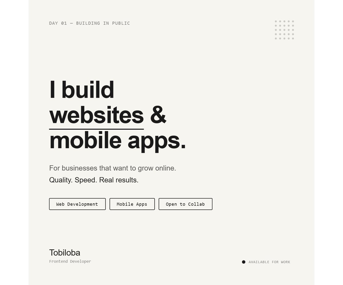 TobyTech6's tweet photo. Yeppp, this is what I do.

I build websites &amp; mobile applications for businesses — turning ideas into fast, functional, and beautiful digital products.

Got a design? I collaborate with UI/UX designers to bring your vision to life, pixel-perfect, using clean code. https://t.co/in1xBPUXd8