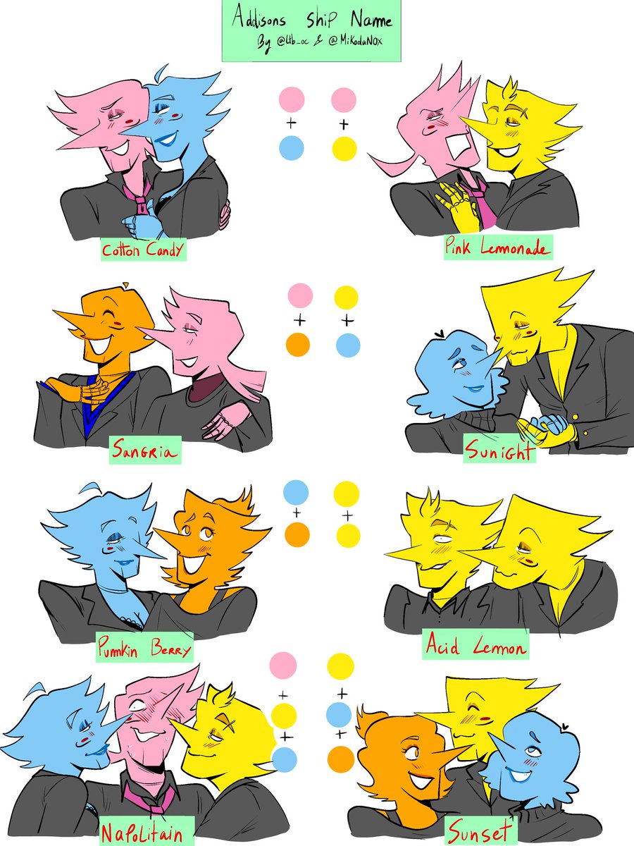 ltb_oc's tweet image. The Addisons Ship Name @MikodaNox and I we gave them !♡
🩷💛🧡🩵
Dont ask why Yellow is in litteraly almost every ship-
This is also the ship we usually draw!

#deltarune #addisons