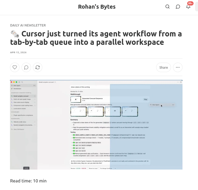 rohanpaul_ai's tweet image. Today’s edition of my newsletter just went out.

🔗 rohan-paul.com/p/cursor-just-…

🗞️ Cursor just turned its agent workflow from a tab-by-tab queue into a parallel workspace

🗞️ Microsoft just gave Copilot in Word a bigger role in high-stakes document editing, for legal, finance, and