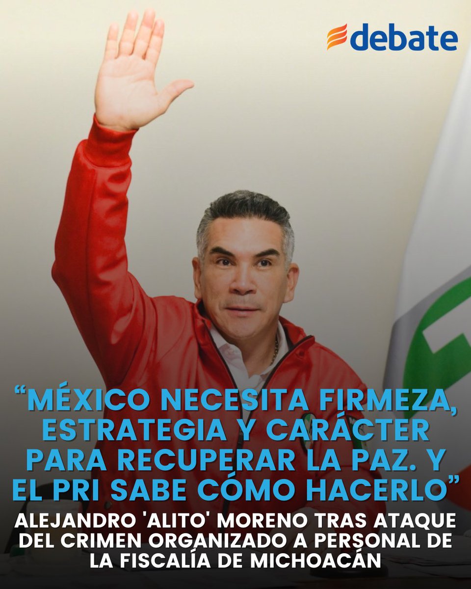 ELDEBATE's tweet image. 🔴💬 “México necesita firmeza”: 'Alito' tras ataque en Michoacán

El dirigente nacional del PRI, Alejandro Moreno Cárdenas, lanzó fuertes críticas al gobierno federal tras un ataque del crimen organizado contra personal de la Fiscalía en Michoacán.

#AlitoMoreno #PRI #Michoacán