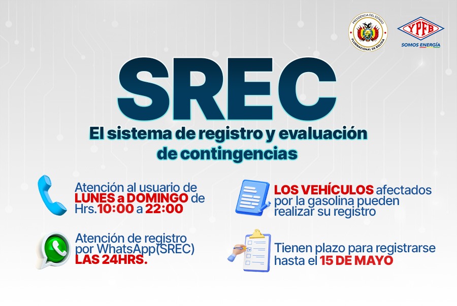YPFB_corp's tweet image. 💻 ¡SREC: Cumplimos contigo!

Ampliamos el plazo para el registro de reclamos a través del SREC (WhatsApp) y la recepción de carpetas en ventanilla para casos especiales hasta el 15 de mayo de 2026.

¡Registra tu caso siguiendo estos pasos! 👇

#AtenciónEnLínea
#TrancaCero
#YPFB