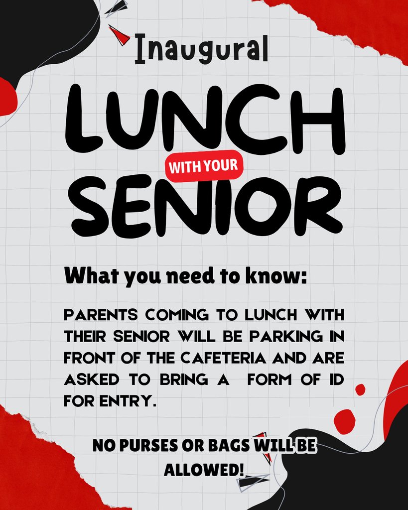 lobo_pride's tweet image. 🎓🍽️ Parents and Seniors, don’t forget!

Our Inaugural Lunch With Your Senior is tomorrow, Wednesday April 15th!

Please note: No purses or bags will be allowed. #PHS #LaJoyaISD