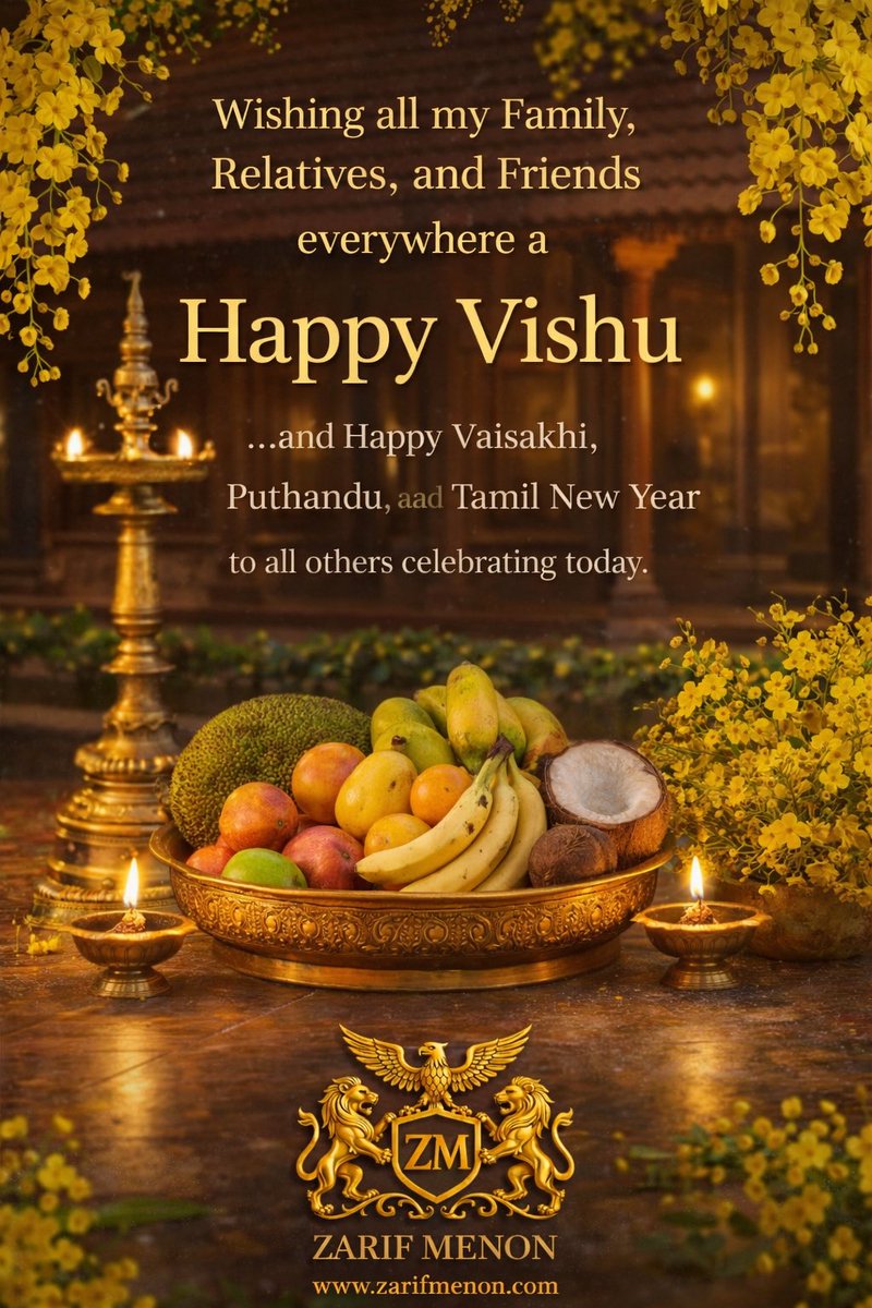ZarifMenon's tweet photo. Happy Indian Solar New Year and spring harvest season to family, relatives and friends far and wide. 

Happy Vishu, Vaisakhi, Puthandu, Bohag Bihu, Pohela Boishakh, Pana Sankranti, … 🙏🏻🌹🙏🏻

#vishu #vishukani #vaisakhi #Puthandu #bohagbihu #PohelaBoishakh #PanaSankranti https://t.co/xOOpiWczJc