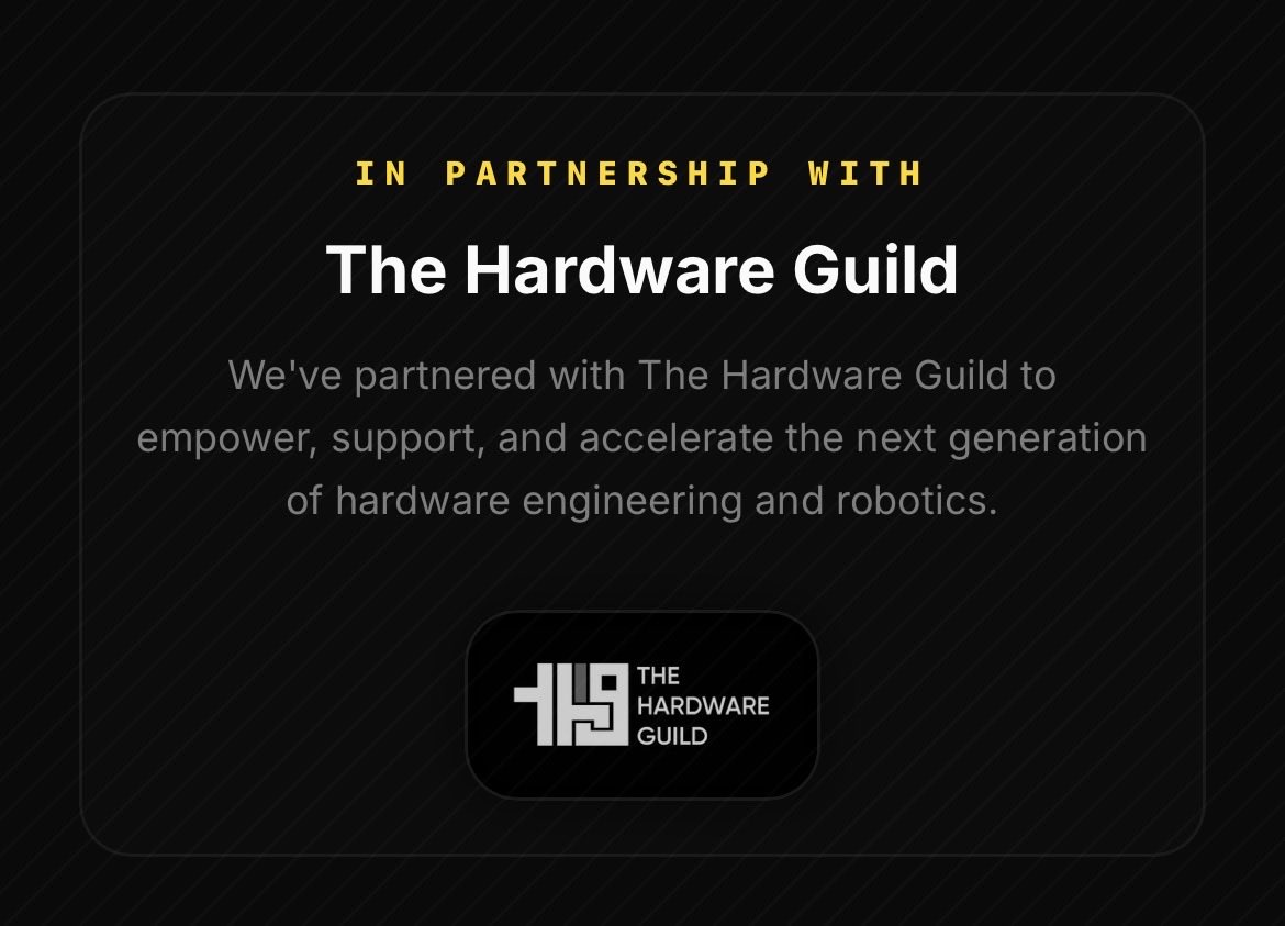 the <a href="/Thehard_guild/">The Hardware guild</a> stepping up is the community recognising the moment. 
but the community needed infrastructure to produce a backbone. 
hardware needs what software got: a place where work is verified, collaboration is easy, and capability travels with the builder.