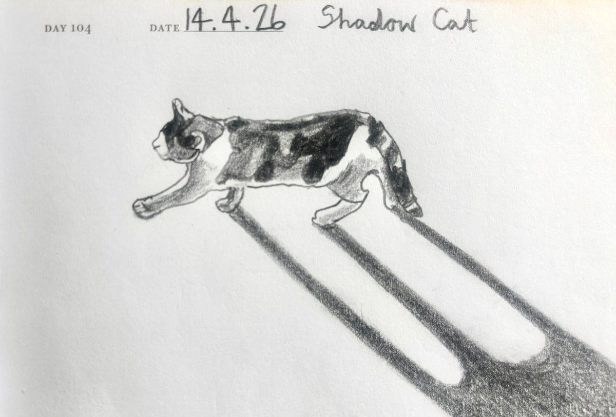 Venster67's tweet image. One Sketch A Day 14.4.26
‘Shadow cat’
#shadowcat #cat #feline #onesketchaday #visualdiary