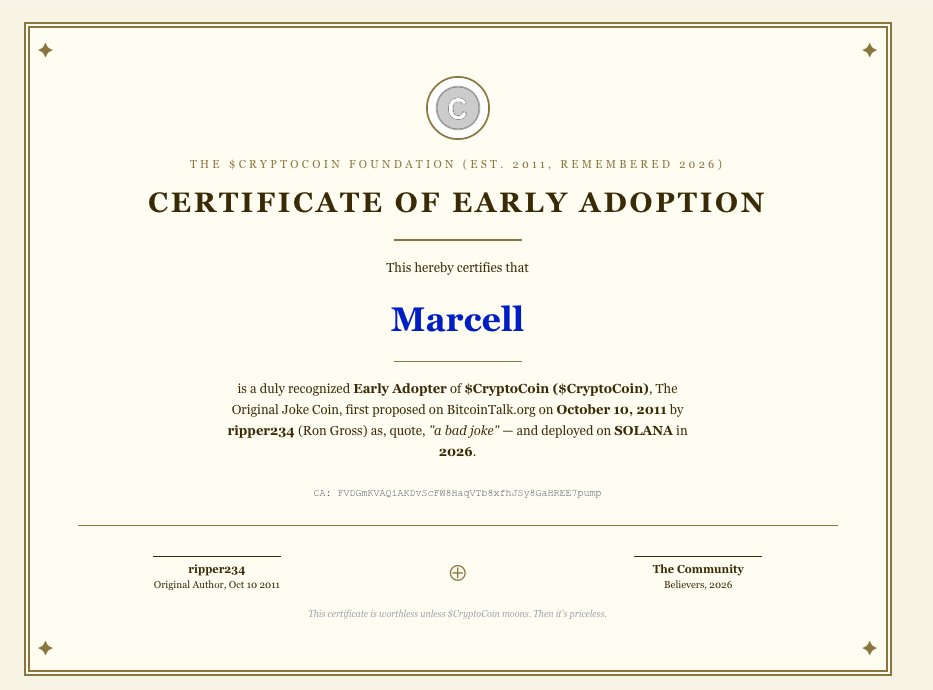 AndriOnSol's tweet photo. @MarcellxMarcell 

Come claim your certificate

FVDGmKVAQiAKDvScFW8HaqVTb8xfhJSy8GaHREE7pump

$CryptoCoin https://t.co/RiD6ZonehE