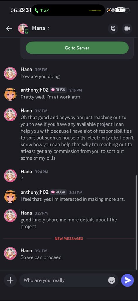hanamori_nisa's tweet image. This wasn’t me, someone try to be me and almost scam one of my client on discord. I have different username on discord, pls be careful if you meet this person! #scam #scammer #discord #commission #warning #artmoots #artshare #stream