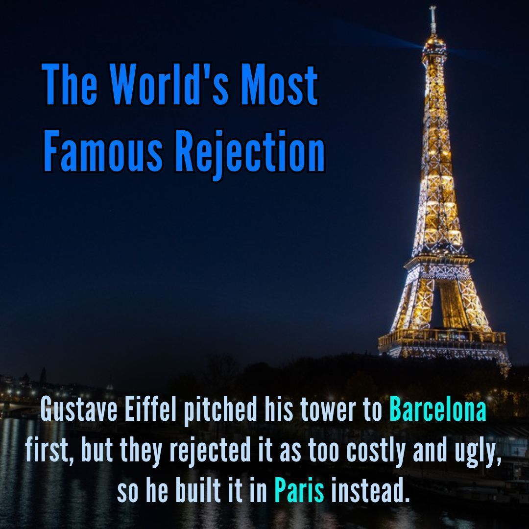 MrRookTalk's tweet image. Gustave Eiffel originally pitched his tower to Barcelona for the 1888 Universal Exposition, but it was rejected, leading him to build it in Paris instead. 
#EiffelTower #BarcelonaHistory